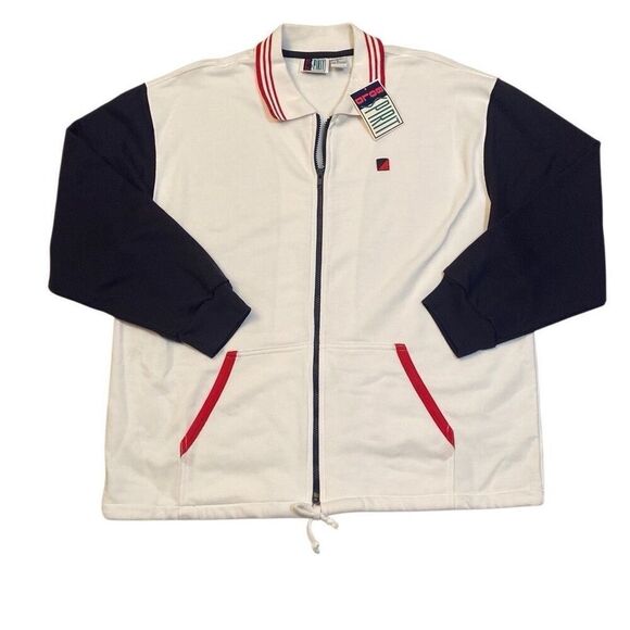 Vintage NWT Bold Spirit Red White Blue Zip Athletic Jacket Pockets Women XL - Picture 1 of 12
